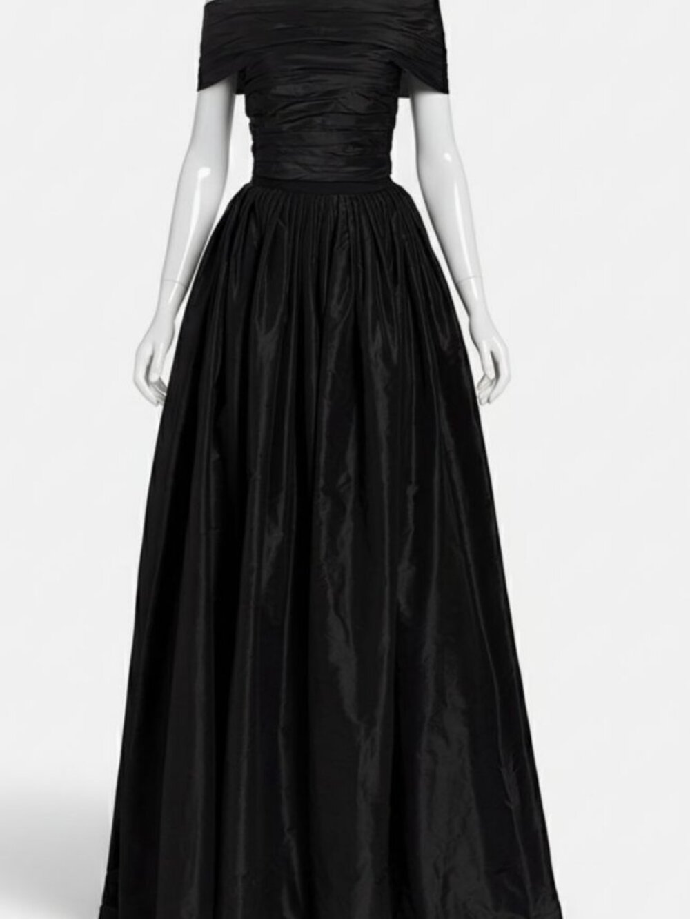 Oscar De La Renta Women Black Pleated Tie-Back Taffeta Gown Size 10